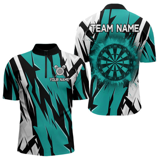 Maxcorners Turquoise Darts Jerseys For Men & Women Custom Darts Team Shirts Polo & Quarter Zip, Darts Clothing