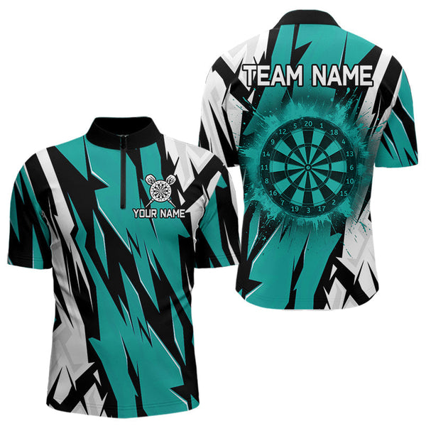 Maxcorners Turquoise Darts Jerseys For Men & Women Custom Darts Team Shirts Polo & Quarter Zip, Darts Clothing