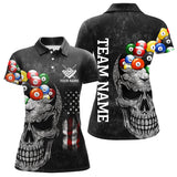 Maxcorners Personalized Grunge Skull Billiard Shirt For Men Custom Patriotic American Flag Pool Team Jerseys LM2206