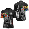 Maxcorners Personalized Grunge Skull Billiard Shirt For Men Custom Patriotic American Flag Pool Team Jerseys LM2206