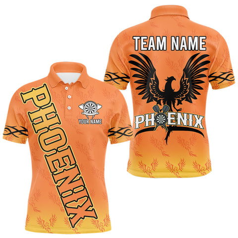 Maxcorners Personalized Yellow Phoenix Dartboard Men's Darts Shirt - Custom Name For Players LM2206