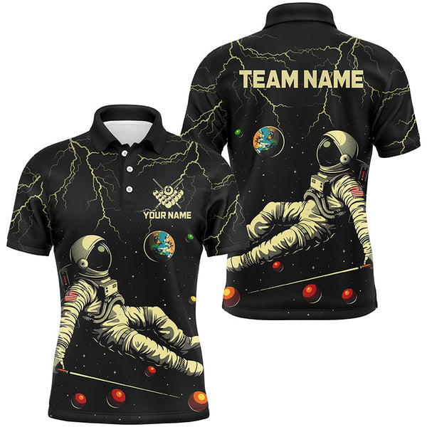 Maxcorners Personalized Black Astronaut Lightning Galaxy Billiard Shirts For Men