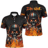 Maxcorners Billiard Funny Skull Us Flag Customized Name, Team Anme 3D Polo Shirt