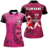 Maxcorners Pink Ribbon Aim For Strength Custom Darts Shirts For Men, Breast Cancer Pink Darts Team Jerseys