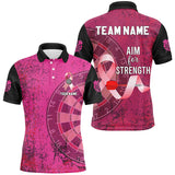 Maxcorners Pink Ribbon Aim For Strength Custom Darts Shirts For Men, Breast Cancer Pink Darts Team Jerseys