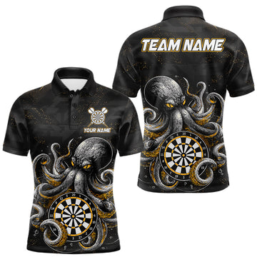Maxcorners Personalized Funny Octopus Darts Shirts For Men Custom Darts Team Jersey Polo & Quarter Zip