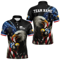 Maxcorners Personalized American Flag Eagle Pool Jersey For Men Custom Billiard 8, 9 & 10 Ball Team Shirt TU1410