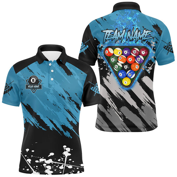 Maxcorners Cyan Ball 9 Burning Rack Billiard Jersey Customized Name, Team Name 3D Shirt Unisex