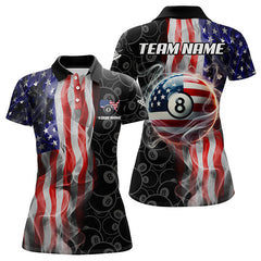 Maxcorners Personalized American Flag Smoke Flag Billiard Jersey, Patriotic 8 Ball Pool Billiard Team Shirts
