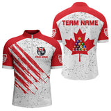 Maxcorners White Grunge Canada Flag Custom Billiard Shirts For Men And Women  Patriotic Team Player Pool Jerseys