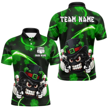 Maxcorners Personalized St Patrick Day Bowling Shirt For Men, Funny Shamrock Luckiest Bowling Team Jersey TU1301