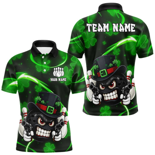 Maxcorners Personalized St Patrick Day Bowling Shirt For Men, Funny Shamrock Luckiest Bowling Team Jersey TU1301