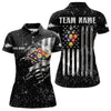 Maxcorners Personalized Black Grunge Us Flag Billiard Balls Polo, 1/4 Zip For Men, 9 Ball Pool Billiard Jersey