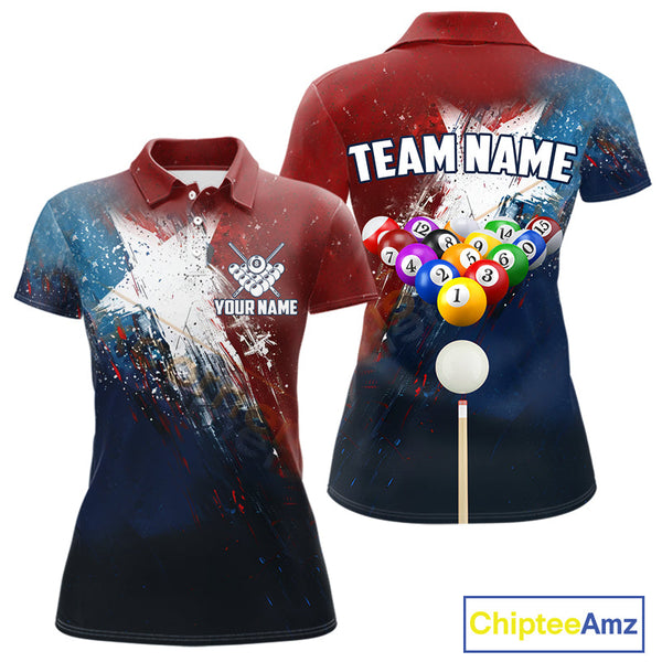 Maxcorners Personalized Grunge Texas Flag Billiard Shirt For Men Custom Patriotic Pool Team Jerseys LM2206