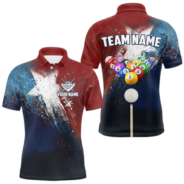 Maxcorners Personalized Grunge Texas Flag Billiard Shirt For Men Custom Patriotic Pool Team Jerseys LM2206