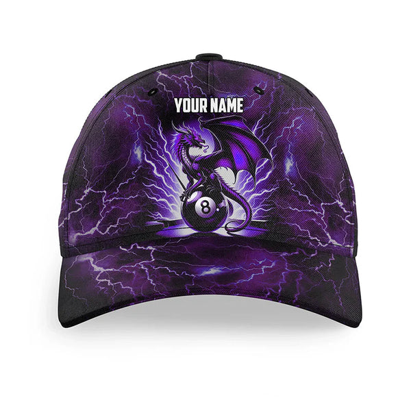 Maxcorners Billiard Lightning Thunder Dragon 8 Ball Personalized Name 3D Cap