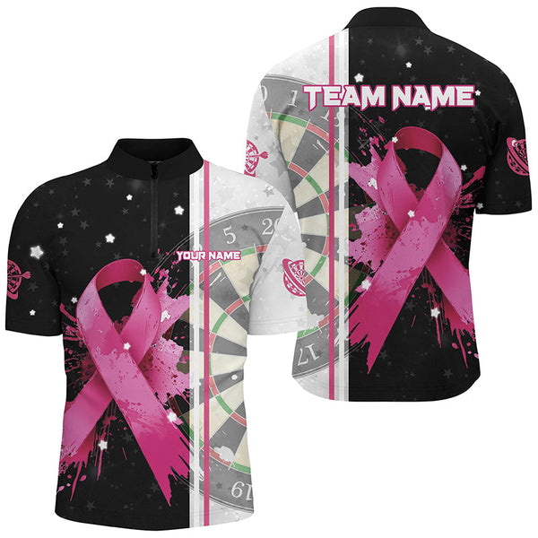 Maxcorners Pink Ribbon Breast Cancer Darts Jersey Customized Name, Team Name 3D Polo Shirt