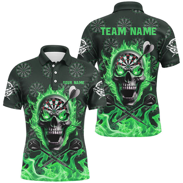 Maxcorners Skull Fire Flame Darts Jersey Customized Name, Team Name 3D Polo Shirt