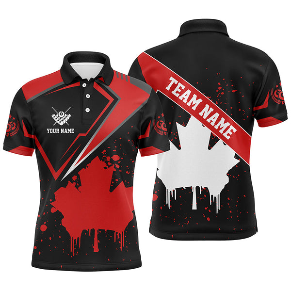 Maxcorners Billiard Canadian Leaf Vintage Style Shirts Men And Women Billiard Polo & 1/4 Zip Shirts Billiard Team Jerseys