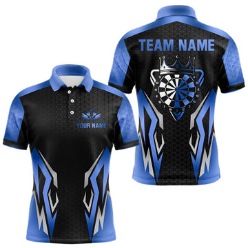 Maxcorners Black And Blue Funny Crown Darts Shirt For Men Custom Darts Jerseys Team Polo & Quarter Zip LM2603