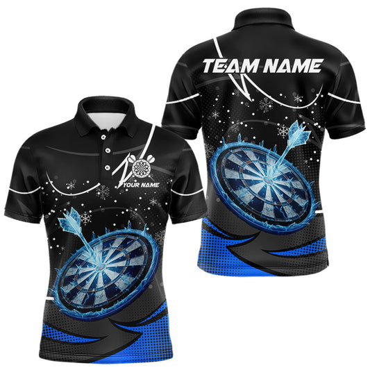 Maxcorners Blue Dartboard Frozen Ice Darts Shirt For Men Custom Darts Jersey Team Polo & Quarter Zip LM2603