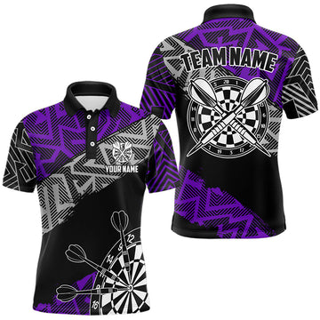 Maxcorners Custom Darts Shirts For Men And Women Personalized Zig-Zag Pattern Dart Jerseys, Cool Dart Shirts |Blue