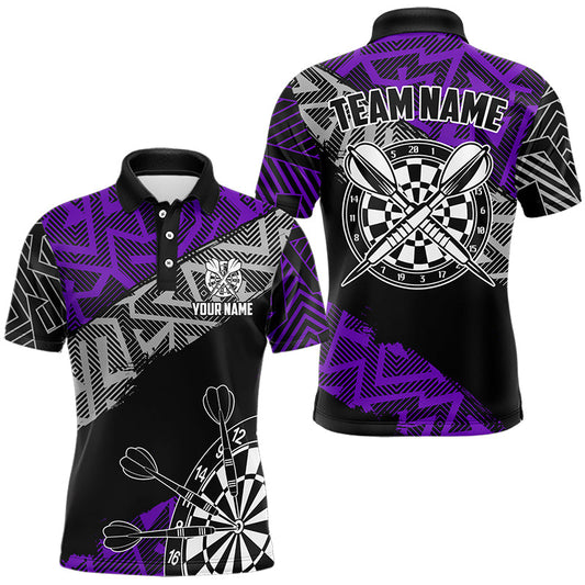 Maxcorners Custom Darts Shirts For Men And Women Personalized Zig-Zag Pattern Dart Jerseys, Cool Dart Shirts |Blue