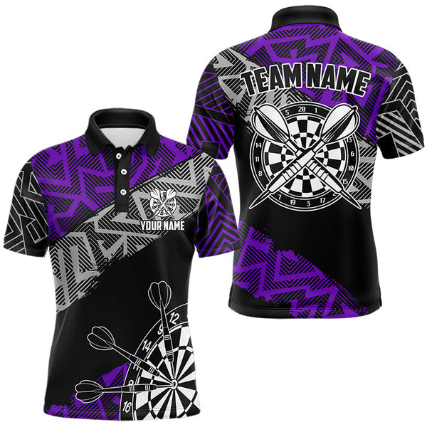 Maxcorners Custom Darts Shirts For Men And Women Personalized Zig-Zag Pattern Dart Jerseys, Cool Dart Shirts |Blue
