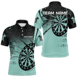 Maxcorners Personalized Grunge Turquoise Darts Polo & Quarter Zip Custom Dart Shirts For Men And Women Darts Team Jersey