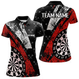 Maxcorners Black And Red Grunge Darts Polo Shirt Custom Darts Shirts For Men And Women Best Darts Team Jerseys