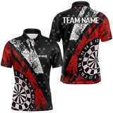 Maxcorners Black And Red Grunge Darts Polo Shirt Custom Darts Shirts For Men And Women Best Darts Team Jerseys