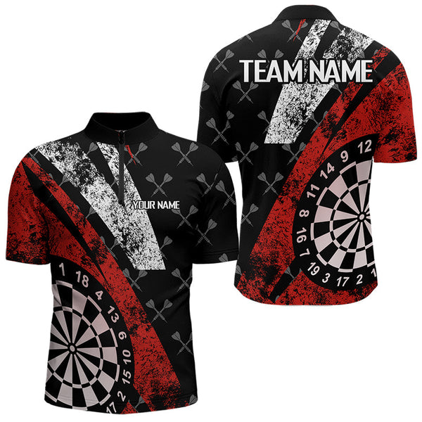 Maxcorners Black And Red Grunge Darts Polo Shirt Custom Darts Shirts For Men And Women Best Darts Team Jerseys