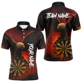 Maxcorners Personalized Fire Flame Eagle Dart Shirts For Men Custom Darts Team Jersey Polo & Quarter Zip  LM2206