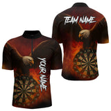 Maxcorners Personalized Fire Flame Eagle Dart Shirts For Men Custom Darts Team Jersey Polo & Quarter Zip  LM2206