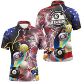 Maxcorners Personalized Billiard Flag Pattern Stars Filled American Flag Billiard Jerseys Shirt