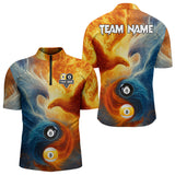 Maxcorners Personalized Water Fire Phoenix Yin Yang 8&9 Ball Billiard Shirt For Men, Billiard Team Jerseys LM1307