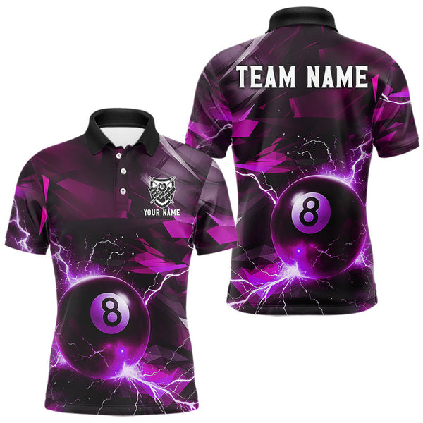 Maxcorners Purple 8 Ball Pool Thunder Lightning Billiard Shirt For Men Custom Billiard League Team Jerseys LM1307