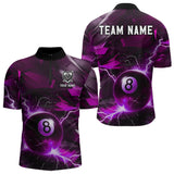 Maxcorners Purple 8 Ball Pool Thunder Lightning Billiard Shirt For Men Custom Billiard League Team Jerseys LM1307