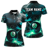 Maxcorners Turquoise 8 Ball Pool Thunder Lightning Billiard Shirt For Men Custom Billiard League Team Jerseys LM1307