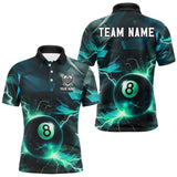 Maxcorners Turquoise 8 Ball Pool Thunder Lightning Billiard Shirt For Men Custom Billiard League Team Jerseys LM1307