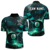 Maxcorners Turquoise 8 Ball Pool Thunder Lightning Billiard Shirt For Men Custom Billiard League Team Jerseys LM1307
