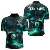 Maxcorners Turquoise 8 Ball Pool Thunder Lightning Billiard Shirt For Men Custom Billiard League Team Jerseys LM1307
