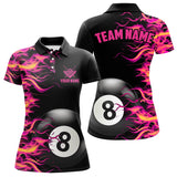 Maxcorners Pink Fire Flame 8 Ball Pool Billiard Shirt For Men Custom Billiard Team Jersey Polo & 1/4 Zi LM1307
