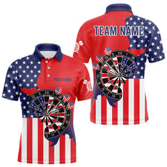 Maxcorners American Flag Dartboard Patriotic Darts Shirt For Men Custom Darts Team Jersey Polo & 1/4 Zip TU1208