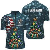 Maxcorners Us Flag Christmas Pine Tree Billiard Jersey Customized Name, Team Name 3D Shirt Unisex