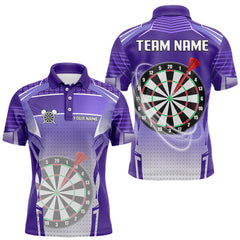 Maxcorners Purple Dartboard Lights Custom Darts Polo & Quarter Zip For Men, Personalized 3D Darts Team Jersey LM1812