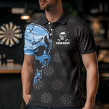 Maxcorners Funny Blue Camo Darts Skull Aim Shoot Swear Repeat Custom Dart Shirts For Men Darts Team Jerseys