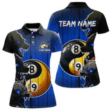 Maxcorners Funny Ying And Yang Eyes Of Wolf Billiard Shirts For Men Custom 8 & 9 Ball Billiard Jerseys | Blue