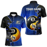Maxcorners Funny Ying And Yang Eyes Of Wolf Billiard Shirts For Men Custom 8 & 9 Ball Billiard Jerseys | Blue