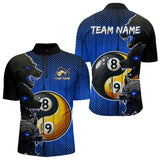 Maxcorners Funny Ying And Yang Eyes Of Wolf Billiard Shirts For Men Custom 8 & 9 Ball Billiard Jerseys | Blue
